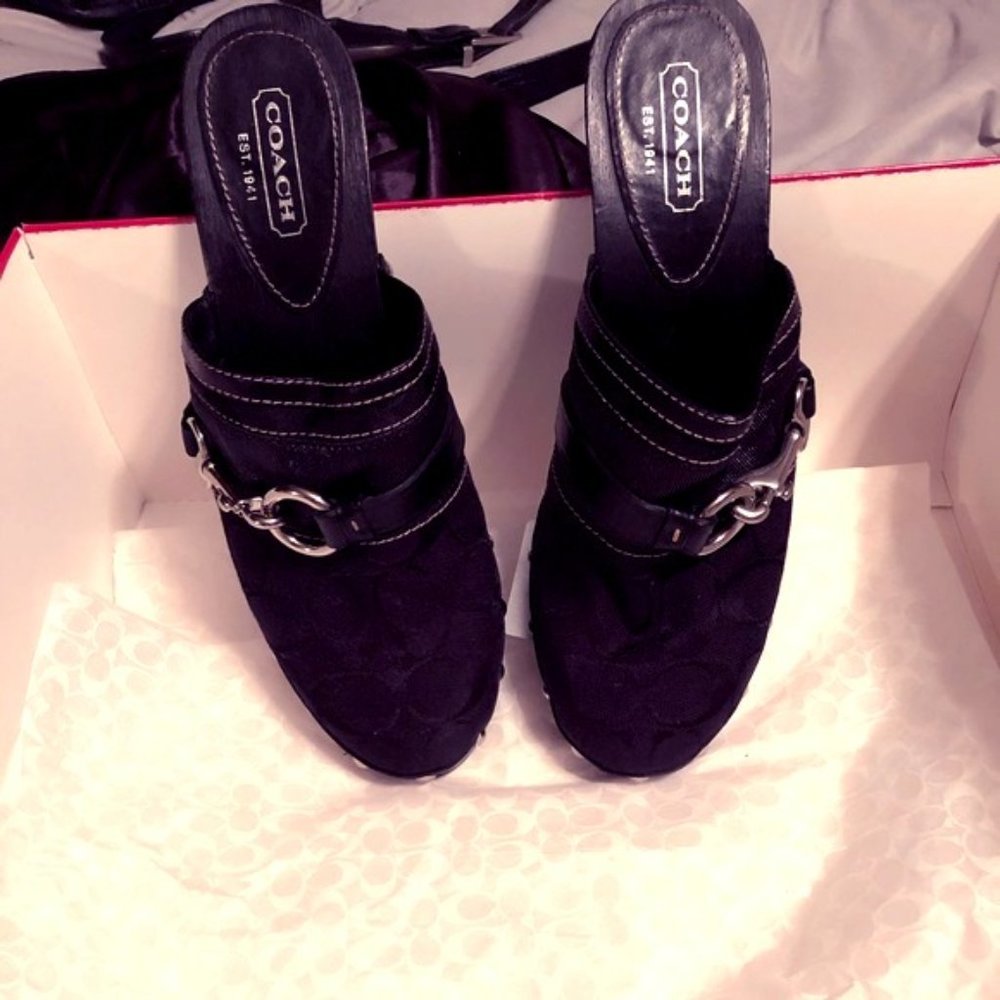Coach Black Sutton clog 3" Heel Size 6.5